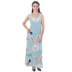 Bunny Carrot Pattern Background Sleeveless Velour Maxi Dress by Wegoenart