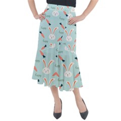 Bunny Carrot Pattern Background Midi Mermaid Skirt by Wegoenart