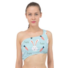 Bunny Carrot Pattern Background Spliced Up Bikini Top  by Wegoenart