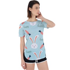 Bunny Carrot Pattern Background Perpetual Short Sleeve T-shirt by Wegoenart