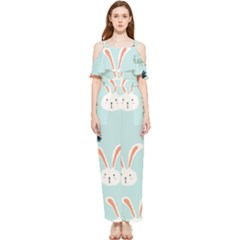 Bunny Carrot Pattern Background Draped Sleeveless Chiffon Jumpsuit by Wegoenart