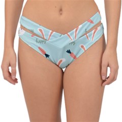 Bunny Carrot Pattern Background Double Strap Halter Bikini Bottom by Wegoenart