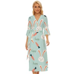 Bunny Carrot Pattern Background Midsummer Wrap Dress by Wegoenart