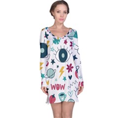 Wallpaper Background Cute Design Long Sleeve Nightdress by Wegoenart