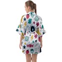 Wallpaper Background Cute Design Half Sleeve Satin Kimono  View2