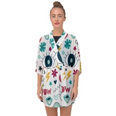 Wallpaper Background Cute Design Half Sleeve Chiffon Kimono by Wegoenart