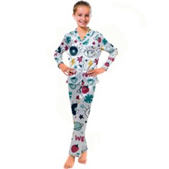 Wallpaper Background Cute Design Kid s Satin Long Sleeve Pajamas Set by Wegoenart