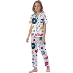 Wallpaper Background Cute Design Kids  Satin Short Sleeve Pajamas Set by Wegoenart