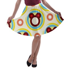 Hide And Seek Cute Cartoon Character A-line Skater Skirt by Wegoenart