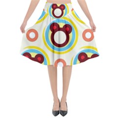 Hide And Seek Cute Cartoon Character Flared Midi Skirt by Wegoenart