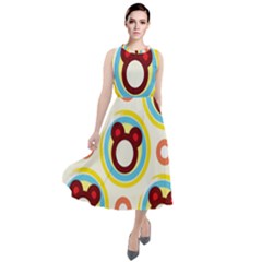 Hide And Seek Cute Cartoon Character Round Neck Boho Dress by Wegoenart