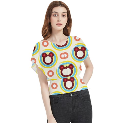 Hide And Seek Cute Cartoon Character Butterfly Chiffon Blouse by Wegoenart