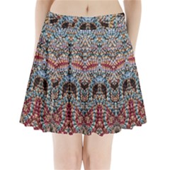 Stitched Swirls Pleated Mini Skirt by kaleidomarblingart