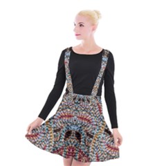 Stitched Swirls Suspender Skater Skirt by kaleidomarblingart