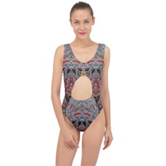 Stitched Swirls Center Cut Out Swimsuit by kaleidomarblingart