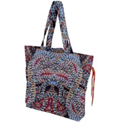 Stitched Swirls Drawstring Tote Bag by kaleidomarblingart