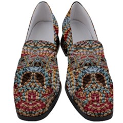 Stitched Swirls Women s Chunky Heel Loafers by kaleidomarblingart