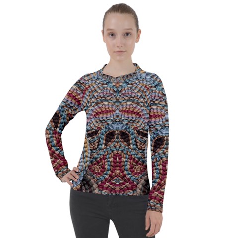 Stitched Swirls Women s Pique Long Sleeve Tee by kaleidomarblingart