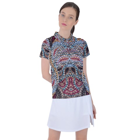 Stitched Swirls Women s Polo Tee by kaleidomarblingart