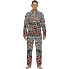 Stitched Swirls Men s Long Sleeve Velvet Pocket Pajamas Set