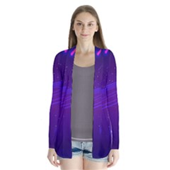 Cartoon Galaxy With Stars Background Drape Collar Cardigan