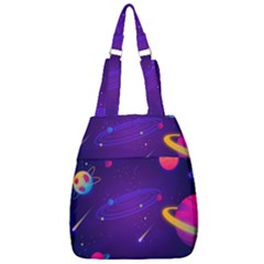 Cartoon Galaxy With Stars Background Center Zip Backpack by danenraven