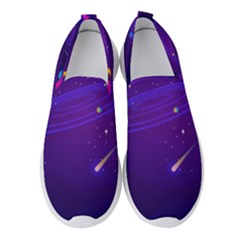 Cartoon Galaxy With Stars Background Women s Slip On Sneakers by danenraven