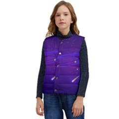 Cartoon Galaxy With Stars Background Kid s Short Button Up Puffer Vest	 by danenraven