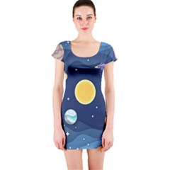 Galaxy Background Short Sleeve Bodycon Dress by danenraven