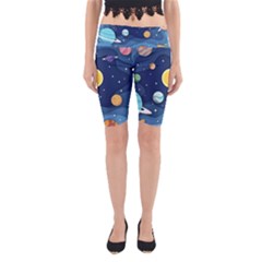 Galaxy Background Yoga Cropped Leggings by danenraven