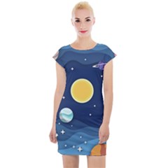 Galaxy Background Cap Sleeve Bodycon Dress by danenraven