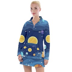 Galaxy Background Women s Long Sleeve Casual Dress by danenraven