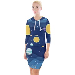 Galaxy Background Quarter Sleeve Hood Bodycon Dress by danenraven