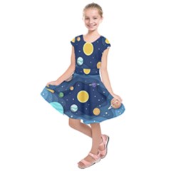 Galaxy Background Kids  Short Sleeve Dress by danenraven