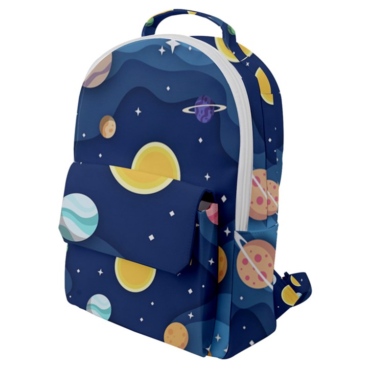 Galaxy Background Flap Pocket Backpack (Small)