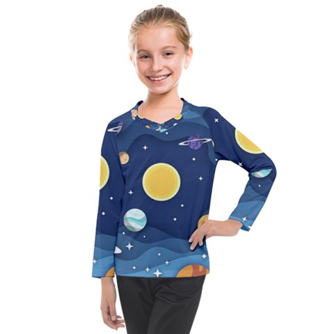 Galaxy Background Kids  Long Mesh Tee by danenraven