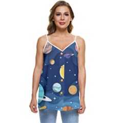 Galaxy Background Casual Spaghetti Strap Chiffon Top by danenraven