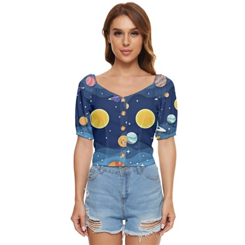 Galaxy Background Button Up Blouse by danenraven