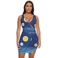 Galaxy Background Draped Bodycon Dress by danenraven