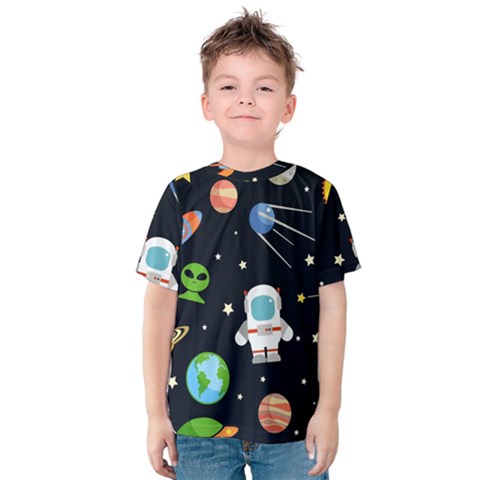 Space And Astronomy Decorative Symbols Seamless Pattern Vector Illustration Kids  Cotton Tee by danenraven