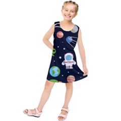 Space And Astronomy Decorative Symbols Seamless Pattern Vector Illustration Kids  Tunic Dress by danenraven