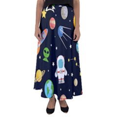 Space And Astronomy Decorative Symbols Seamless Pattern Vector Illustration Flared Maxi Skirt by danenraven