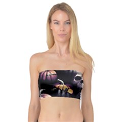 Halloween Party Skulls, Demonic Pumpkins Pattern Bandeau Top by Casemiro