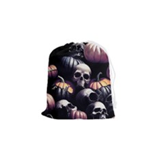 Halloween Party Skulls, Demonic Pumpkins Pattern Drawstring Pouch (small) by Casemiro