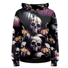 Halloween Party Skulls, Demonic Pumpkins Pattern Women s Pullover Hoodie