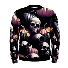 Halloween Party Skulls, Demonic Pumpkins Pattern Men s Sweatshirt