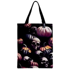 Halloween Party Skulls, Demonic Pumpkins Pattern Zipper Classic Tote Bag by Casemiro