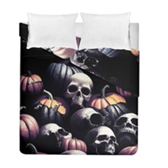 Halloween Party Skulls, Demonic Pumpkins Pattern Duvet Cover Double Side (full/ Double Size) by Casemiro