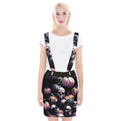 Halloween Party Skulls, Demonic Pumpkins Pattern Braces Suspender Skirt by Casemiro