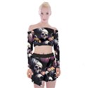 Halloween party skulls, Demonic pumpkins pattern Off Shoulder Top with Mini Skirt Set View1